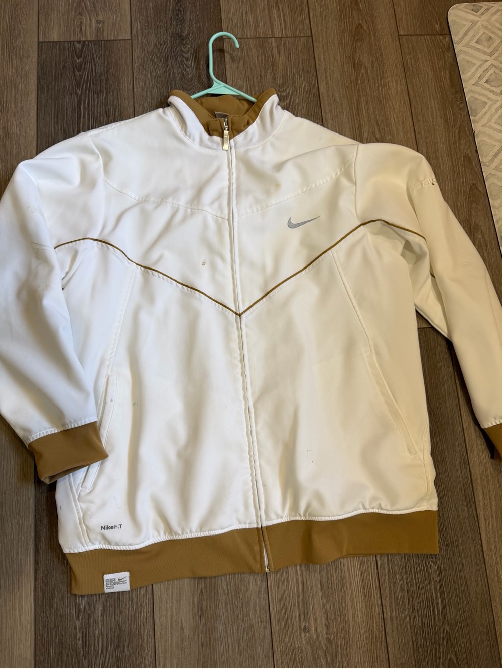 Nike White Bomber Jacket with Tan Trim